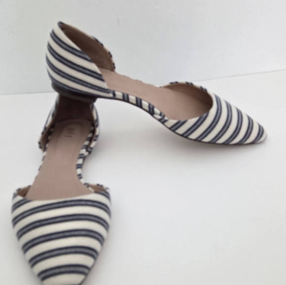 JJILL D’ORSAY POINTED FLATS White Blue Stripes Sz 8.5 Striped - Picture 10 of 12